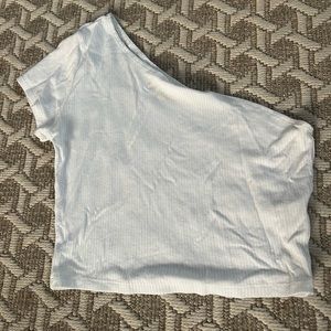 Garage white one shoulder crop top